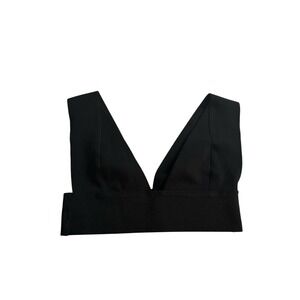 Skims Knit Swim Beachwear Plunge Bikini Top ONYX Black SW-PLG-0163 Plus Size XS